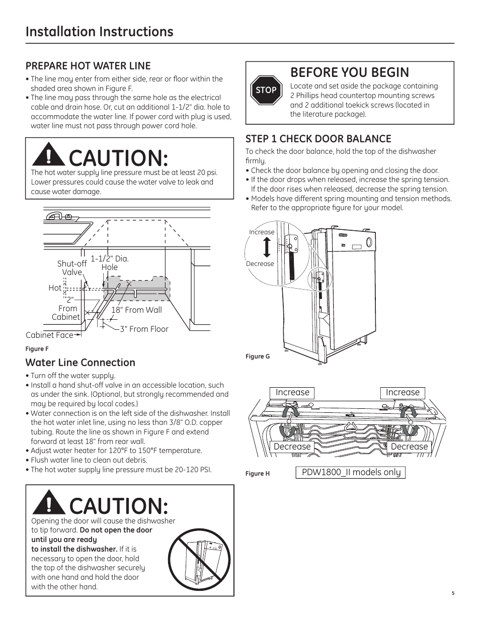 Caution, Installation instructions, Before you begin | GE PDW1860NSS User Manual | Page 7 / 14