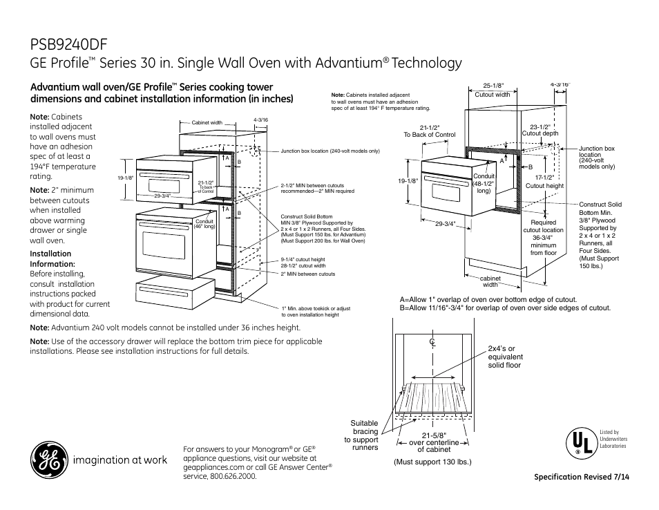 GE PSB9240DFBB User Manual | 3 pages