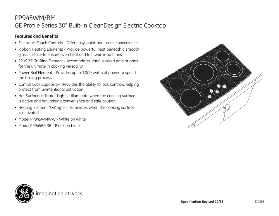 Pp945wm/bm | GE PP945WMWW User Manual | Page 2 / 2