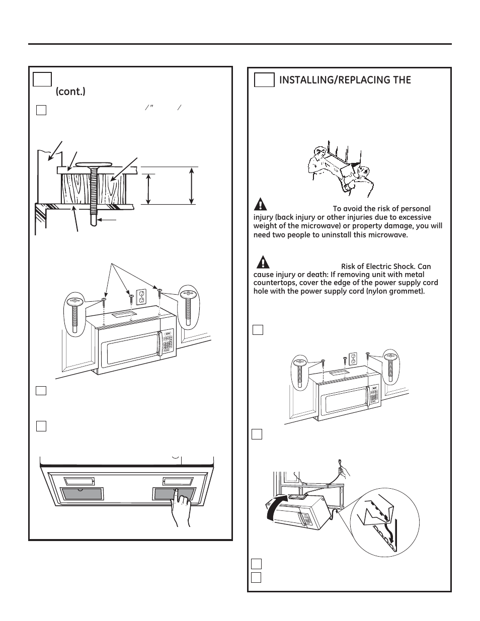 Installation instructions, Caution, Warning | A4 mount the microwave oven frqw | GE JNM3161DFBB User Manual | Page 15 / 48