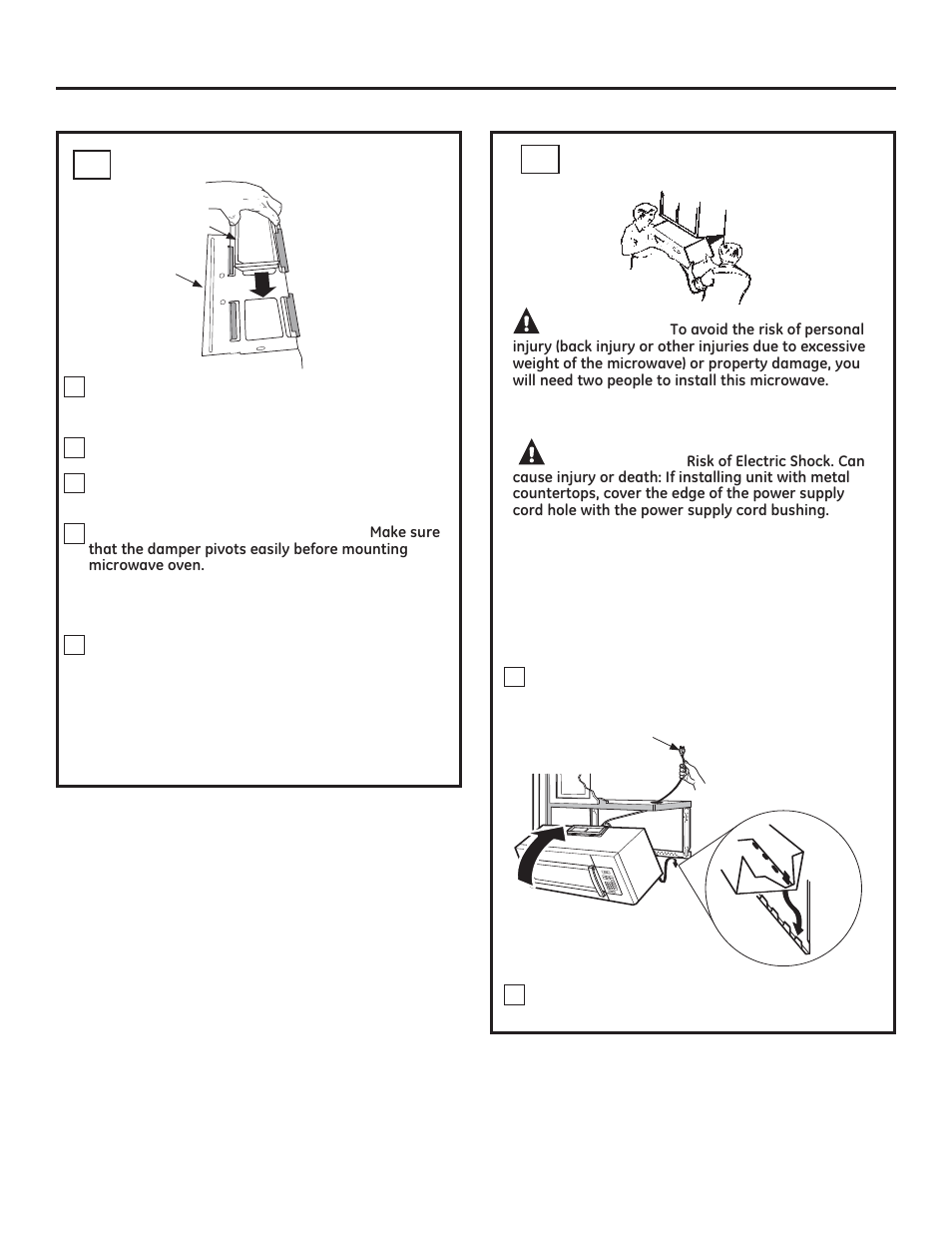 Installation instructions, Caution, Warning | Mount the microwave oven b5, Assemble and install adaptor b4 | GE JNM3161DFBB User Manual | Page 18 / 48