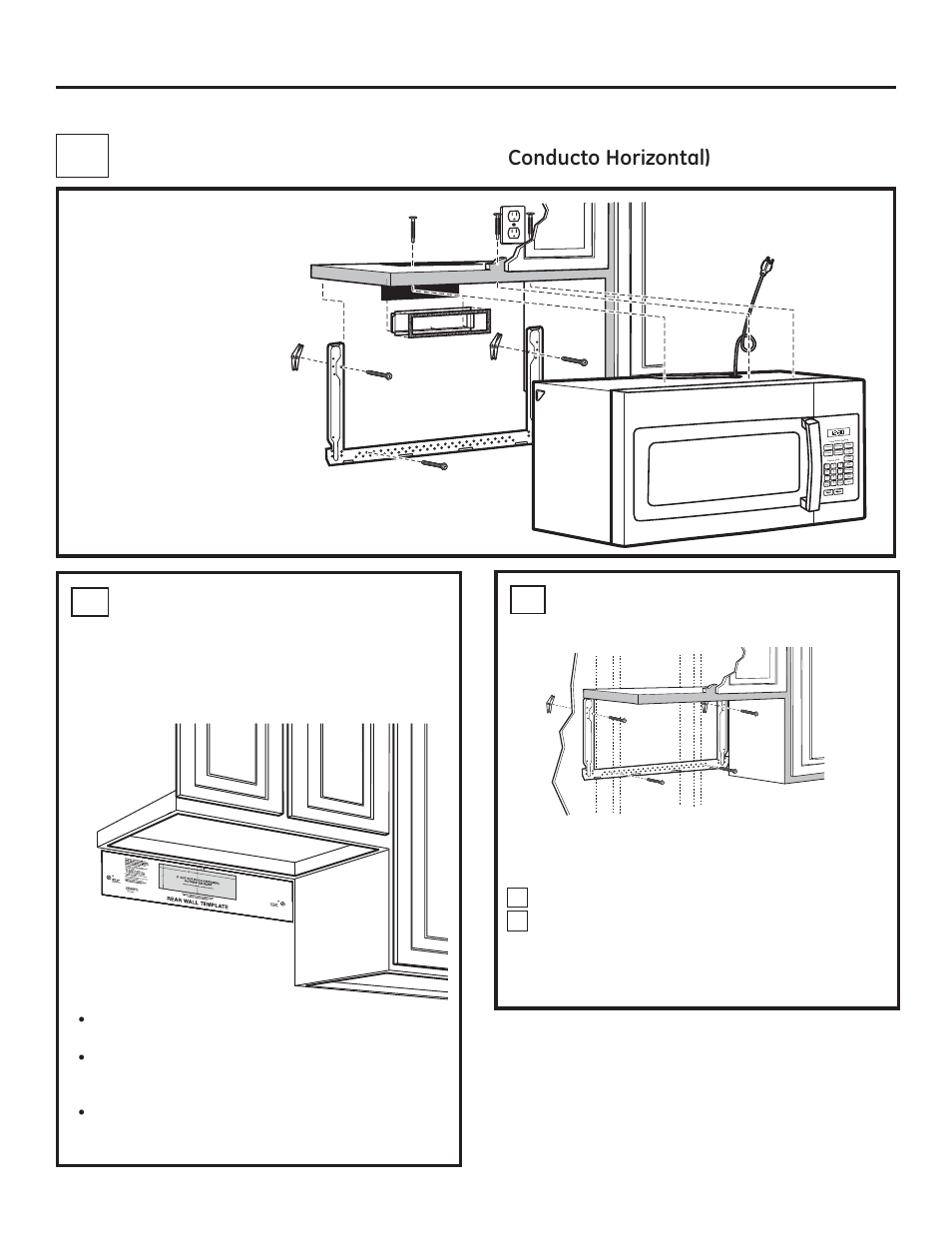 Escape exterior trasero, Instrucciones de instalación c, Visión general de la instalación | 20 adhiera la placa de montaje a la pared c2 | GE JNM3161DFBB User Manual | Page 44 / 48
