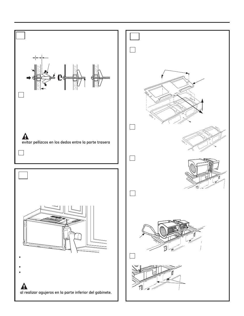 Instrucciones de instalación, Precaución, Adhiera la placa de montaje a la pared (cont.) c2 | GE JNM3161DFBB User Manual | Page 45 / 48