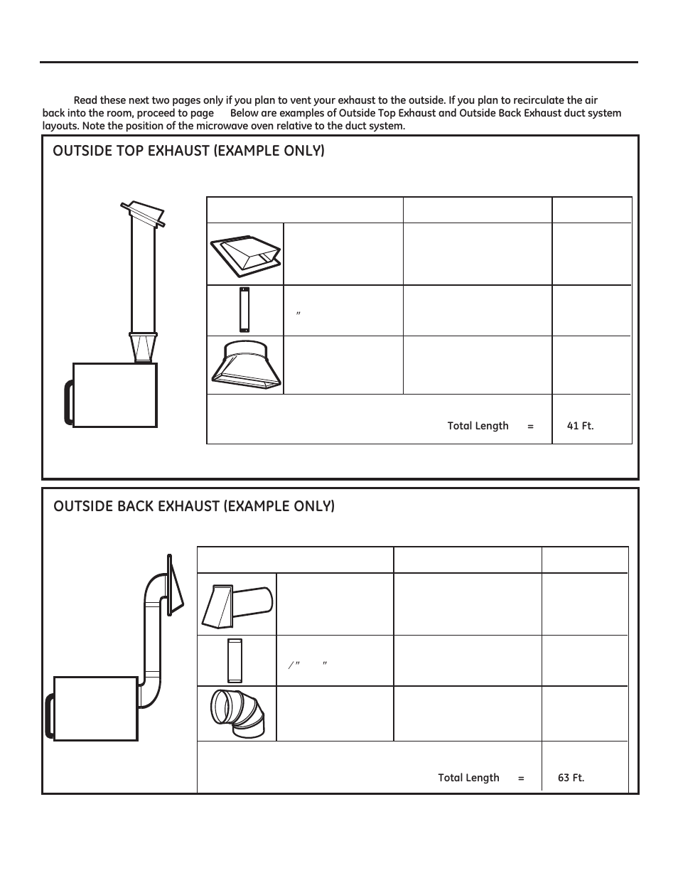 Installation instructions hood exhaust | GE JNM3161DFBB User Manual | Page 5 / 48