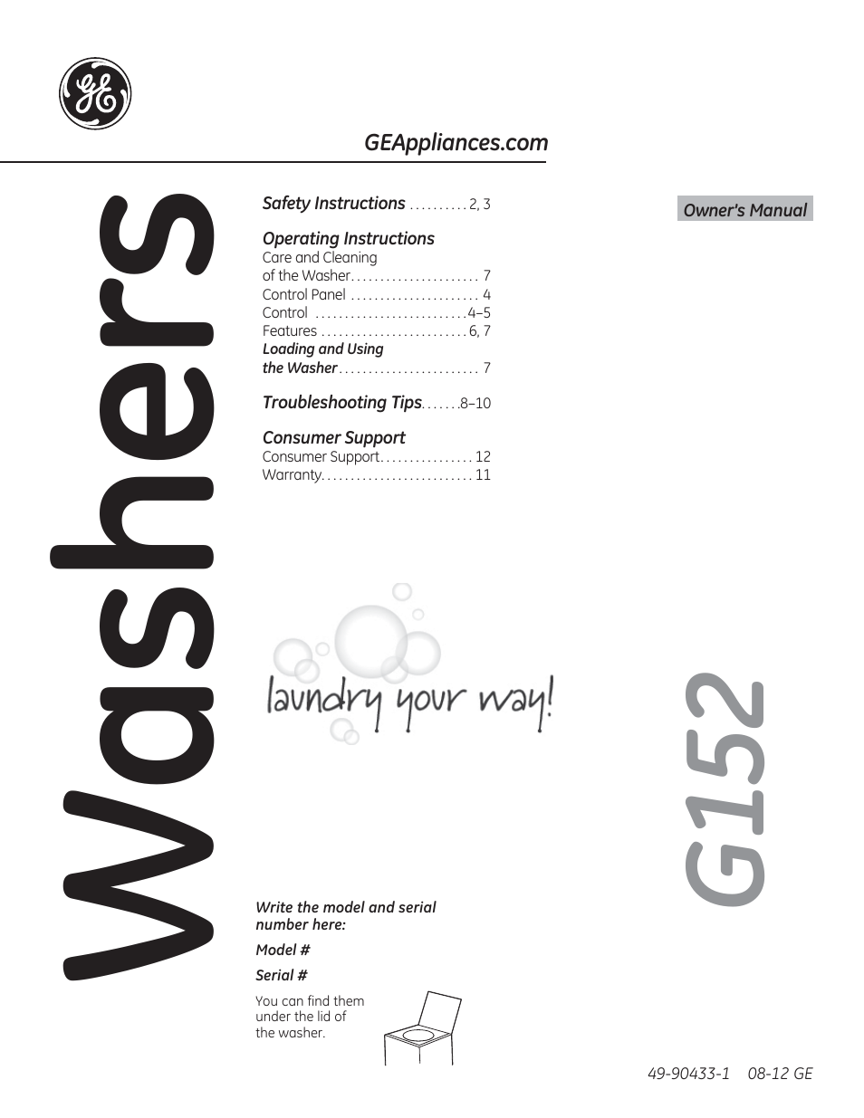 GE GTWN4950FWW User Manual | 24 pages