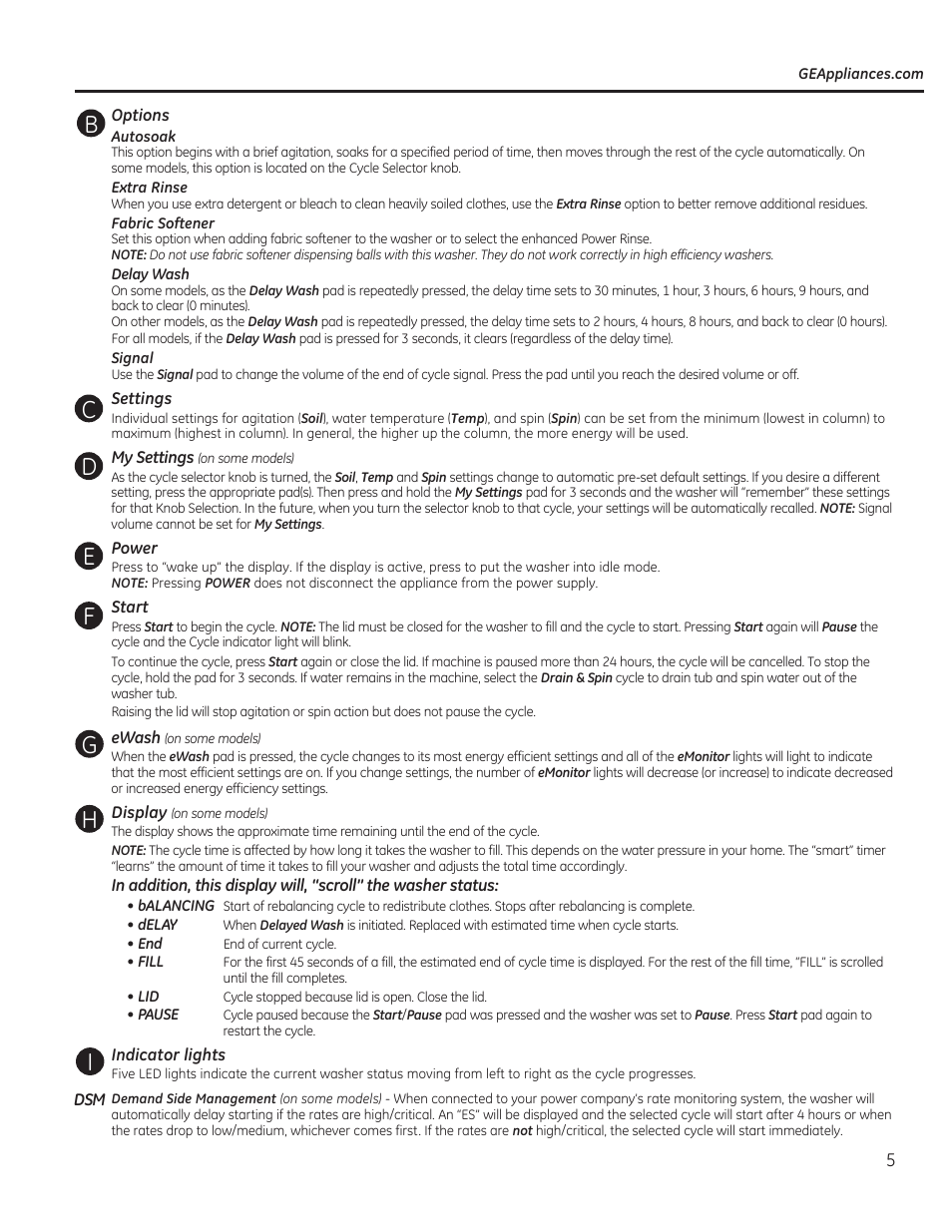 GE GTWN5550DWW User Manual | Page 5 / 24