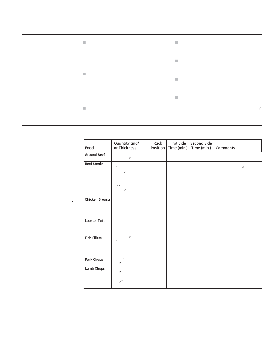 Using the broiling feature, Broiling guide | GE JGRP20WEJWW User Manual | Page 17 / 28