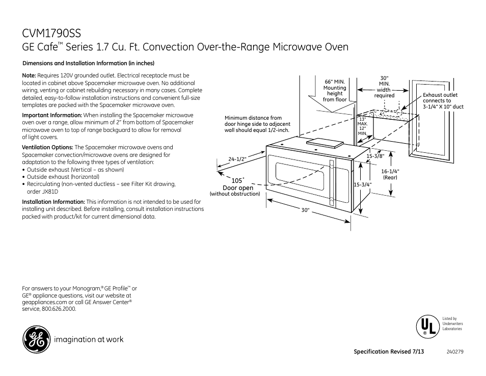 GE CVM1790SSSS User Manual | 3 pages