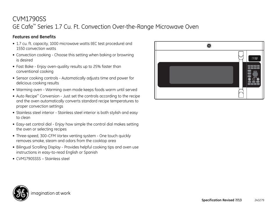 Cvm1790ss, Ge cafe | GE CVM1790SSSS User Manual | Page 3 / 3