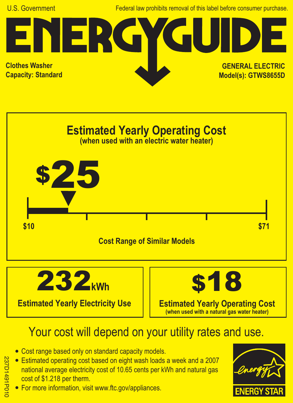 GE GTWS8655DMC User Manual | 1 page