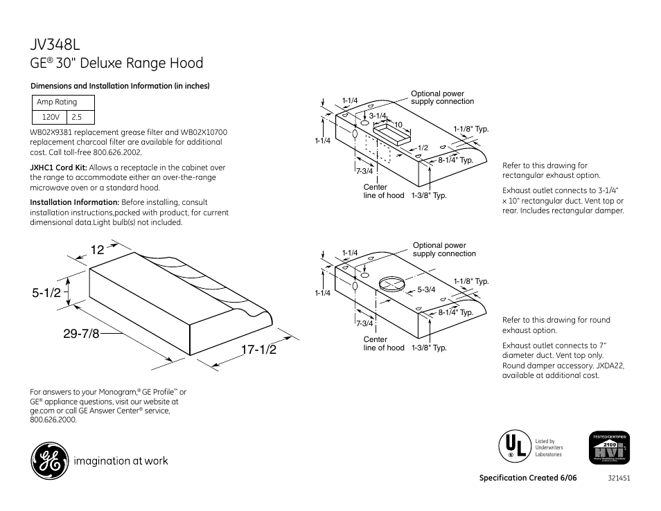 GE JV348LSS User Manual | 2 pages