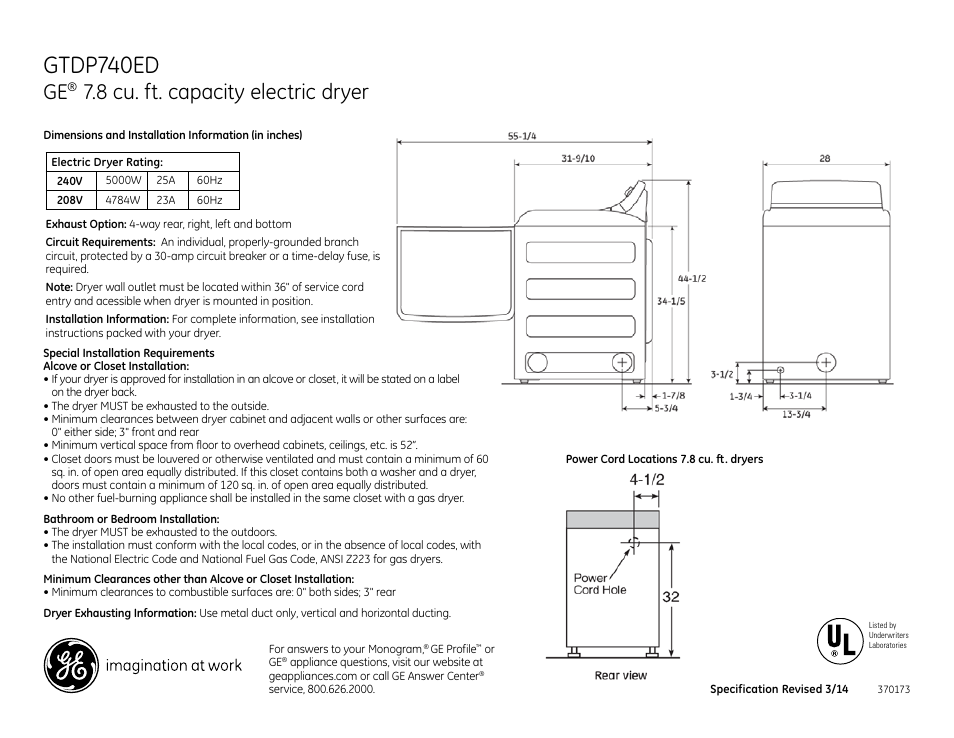 GE GTDP740EDWW User Manual | 3 pages