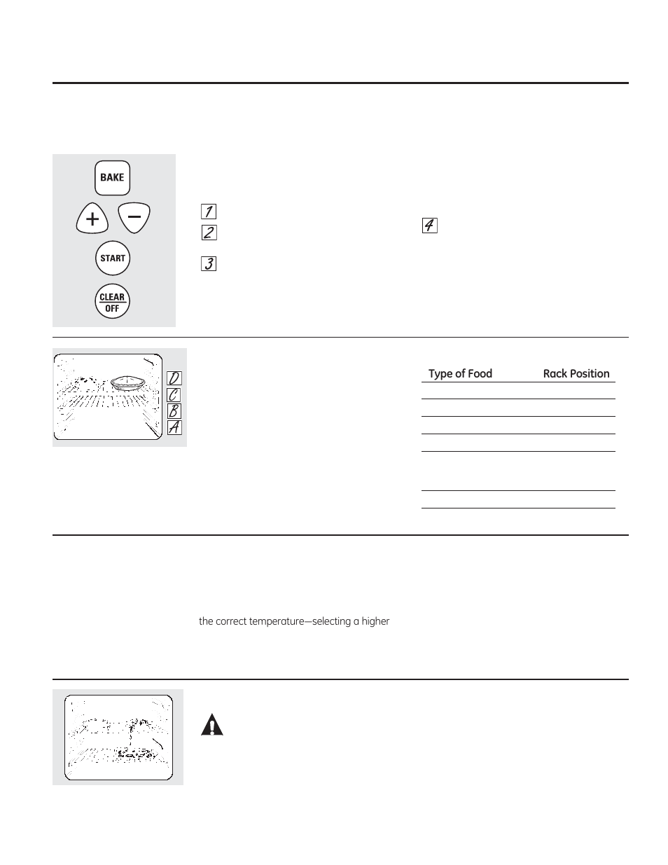 Using the baking feature, Caution | GE JGRS06BEJBB User Manual | Page 13 / 28