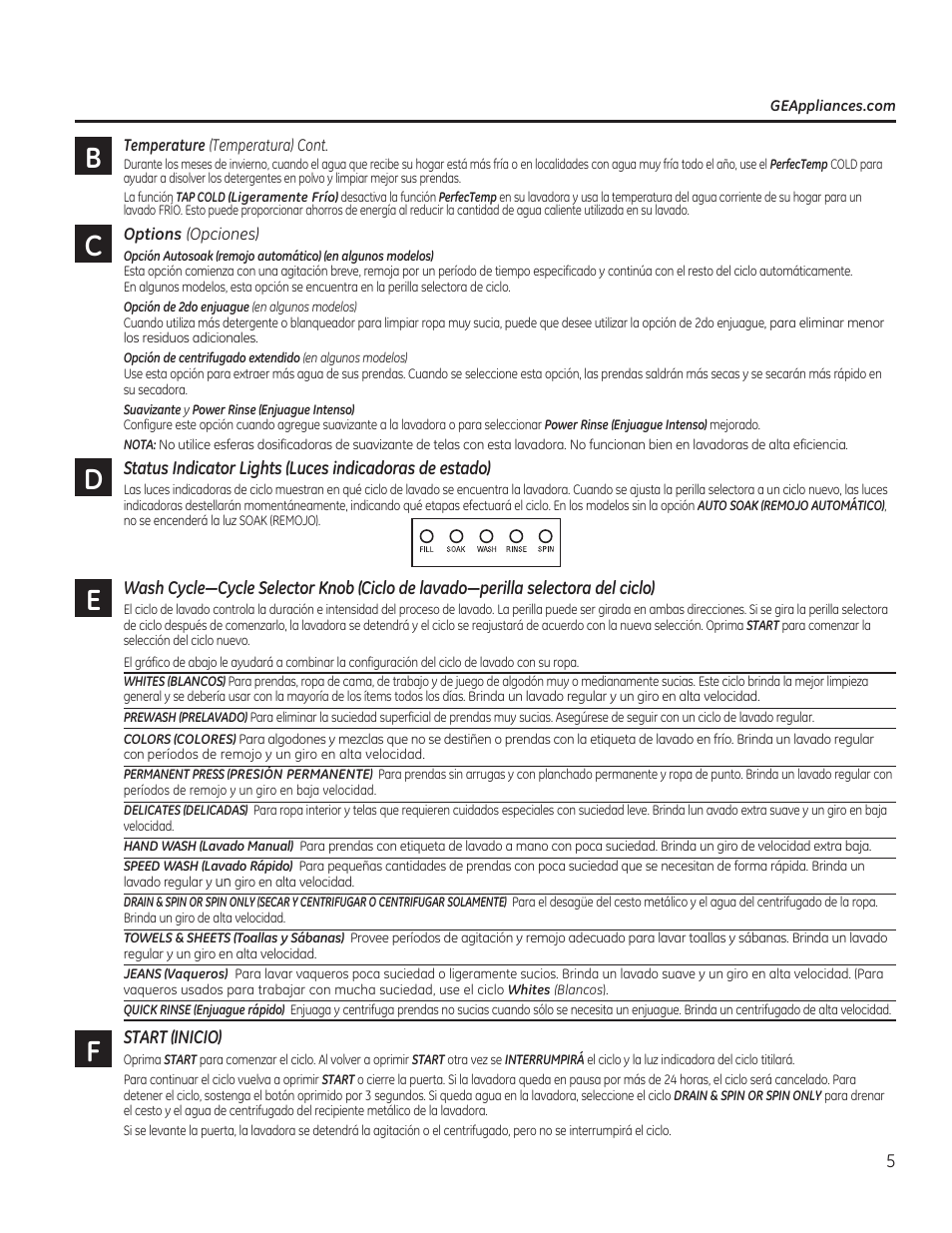 De f c b | GE GTWN4250DWS User Manual | Page 17 / 24