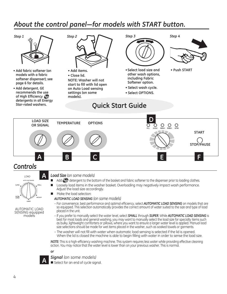 Acontrols | GE GTWN4250DWS User Manual | Page 4 / 24