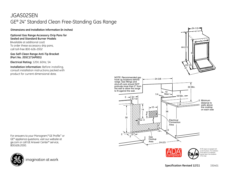 GE JGAS02SENSS User Manual | 2 pages