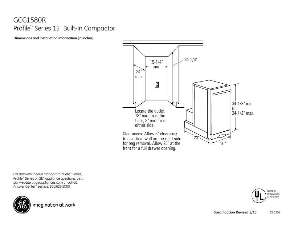 GE GCG1580RSS User Manual | 2 pages