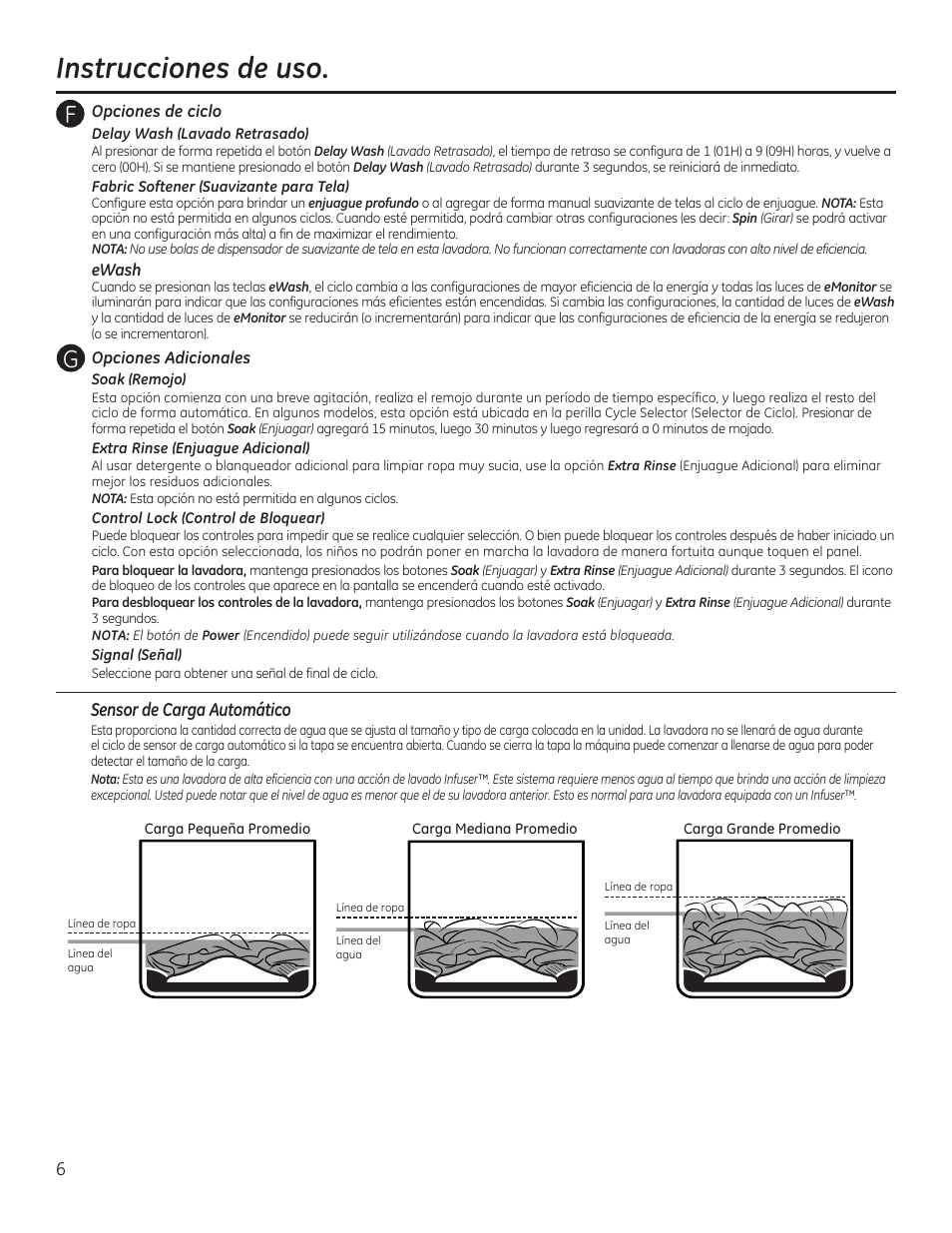 Instrucciones de uso | GE GTWN7450HWW User Manual | Page 22 / 32