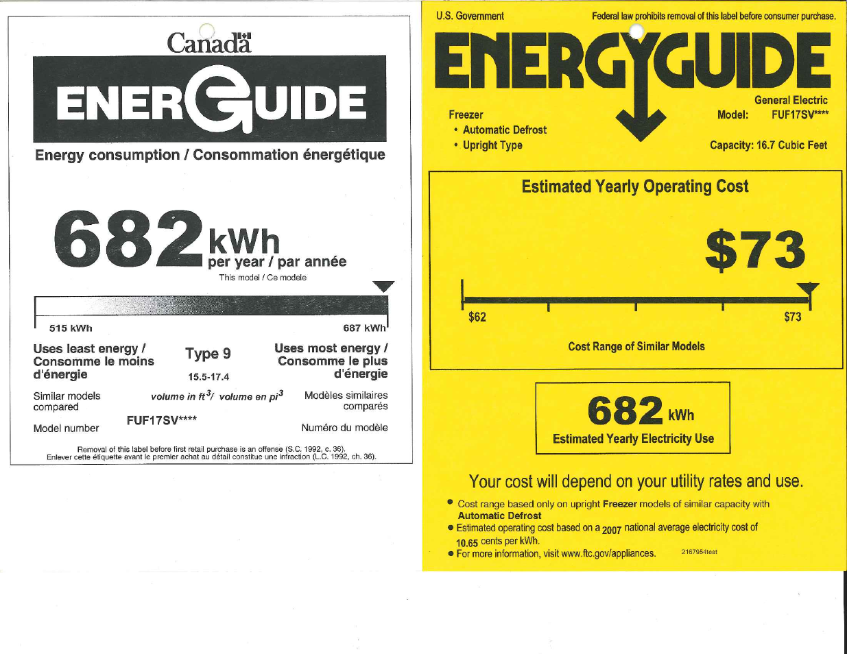 GE FUF17SVRWW User Manual | 1 page