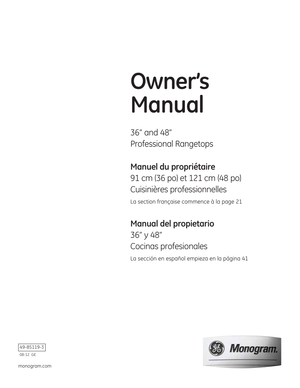 GE ZGU364NRPSS User Manual | 60 pages