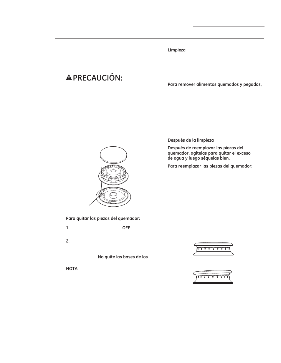 35(&$8&,ï1, Cuidado y limpieza, Quemadores apilados de llama dual | GE ZGP304LRSS User Manual | Page 119 / 128