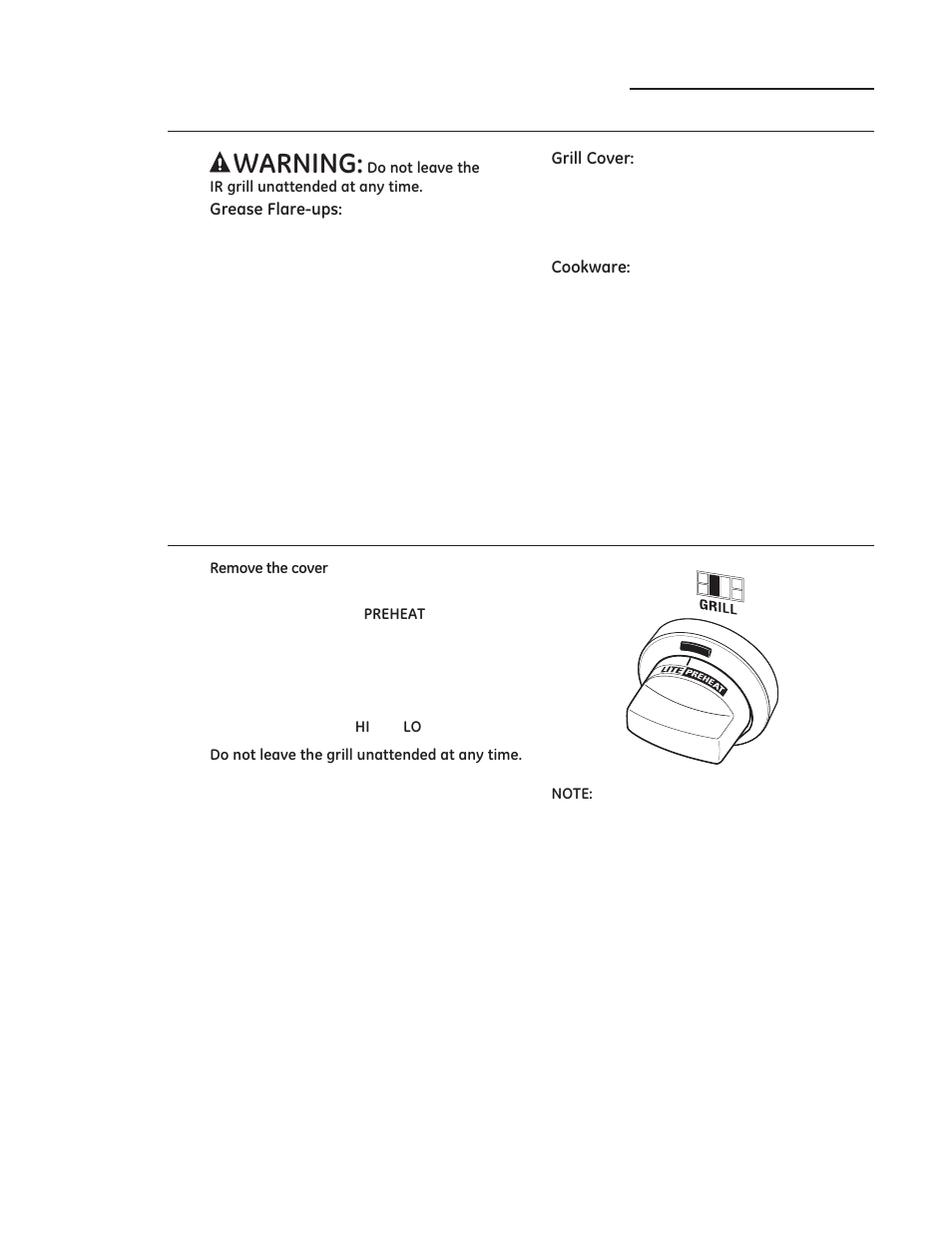 Grill safety precautions, Using the ir grill, Surface cooking | GE ZGP304LRSS User Manual | Page 12 / 128