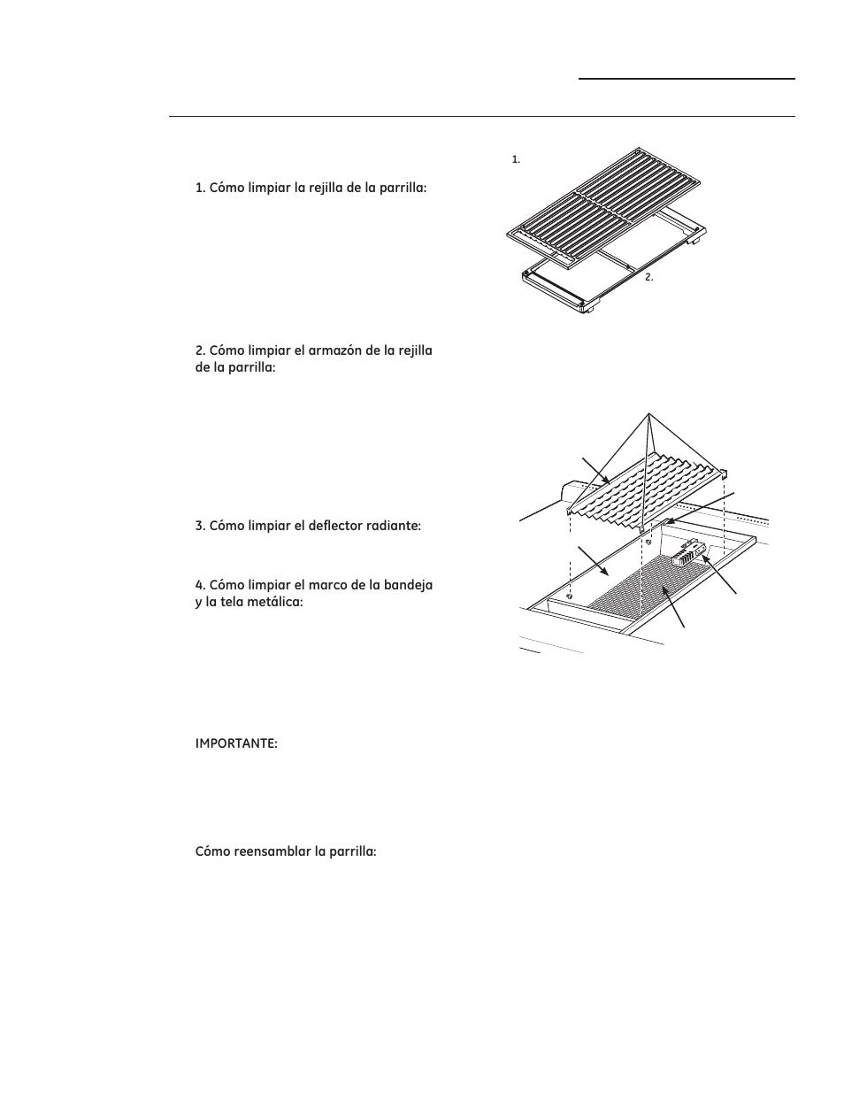 Rejilla, armazón y deflector de la parrilla, Cuidado y limpieza | GE ZGP304LRSS User Manual | Page 122 / 128