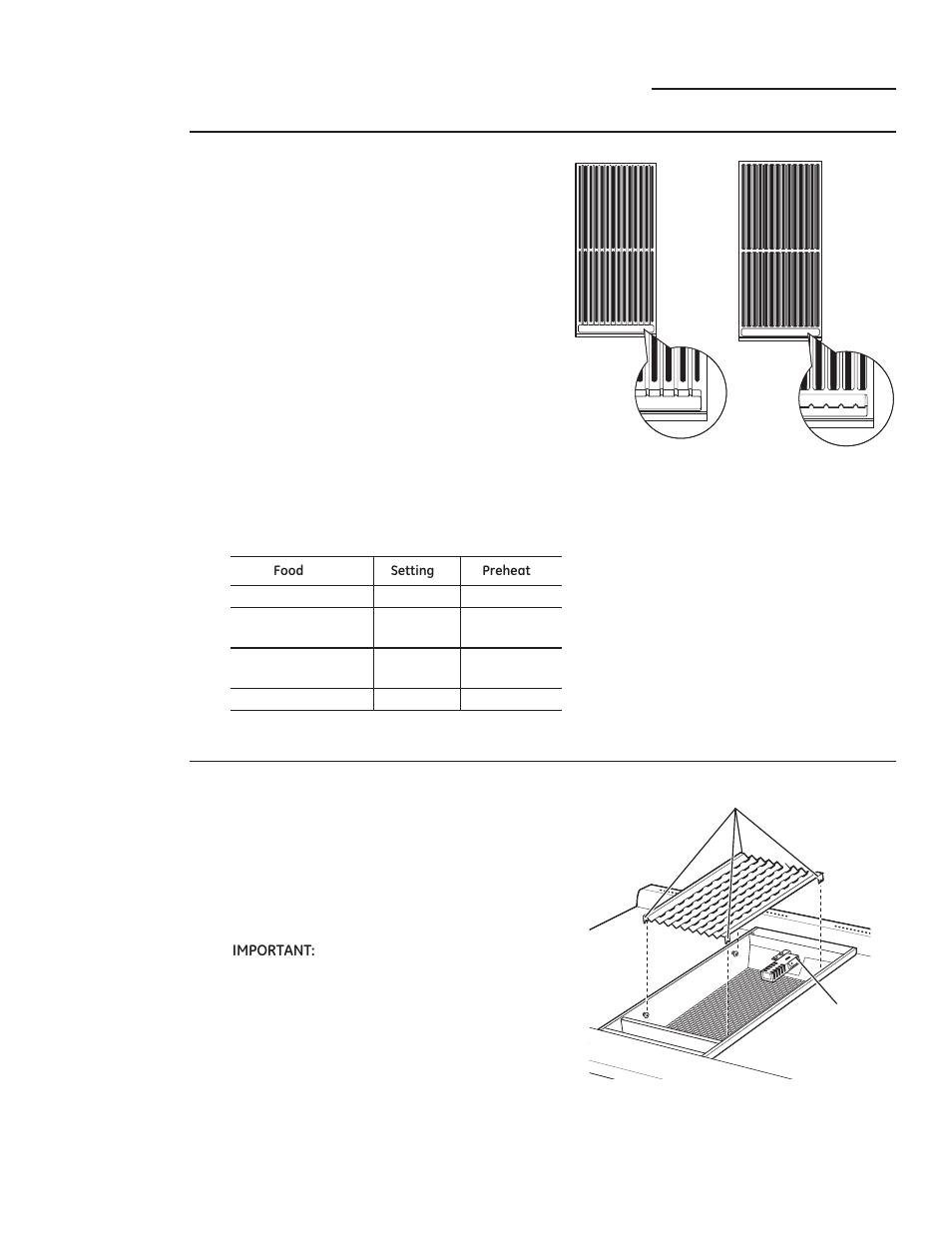 Surface cooking, Grill radiant baffle, Grill grates | GE ZGP304LRSS User Manual | Page 13 / 128