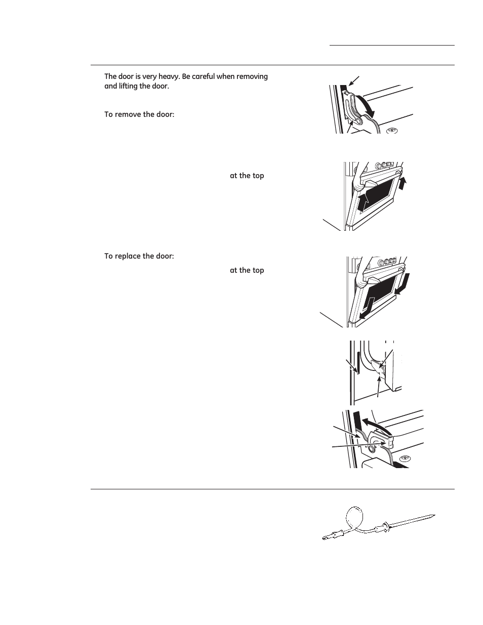 Care and cleaning, Lift-off oven door, Probe | GE ZGP304LRSS User Manual | Page 31 / 128