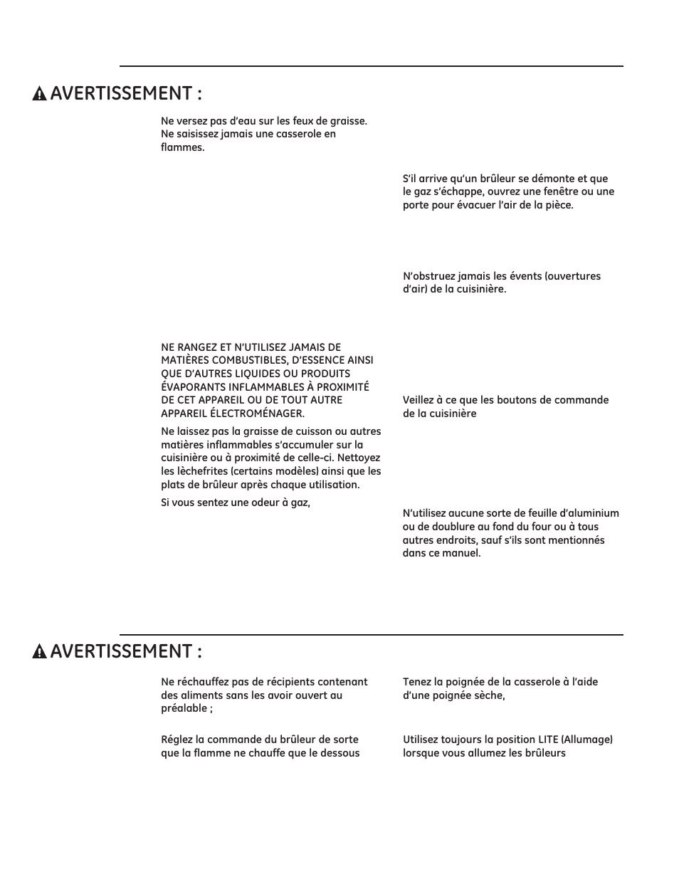 Consignes importantes de sécurité | GE ZGP304LRSS User Manual | Page 49 / 128
