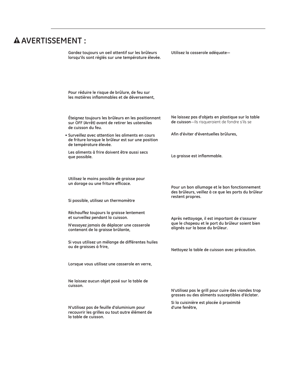 Consignes importantes de sécurité | GE ZGP304LRSS User Manual | Page 50 / 128