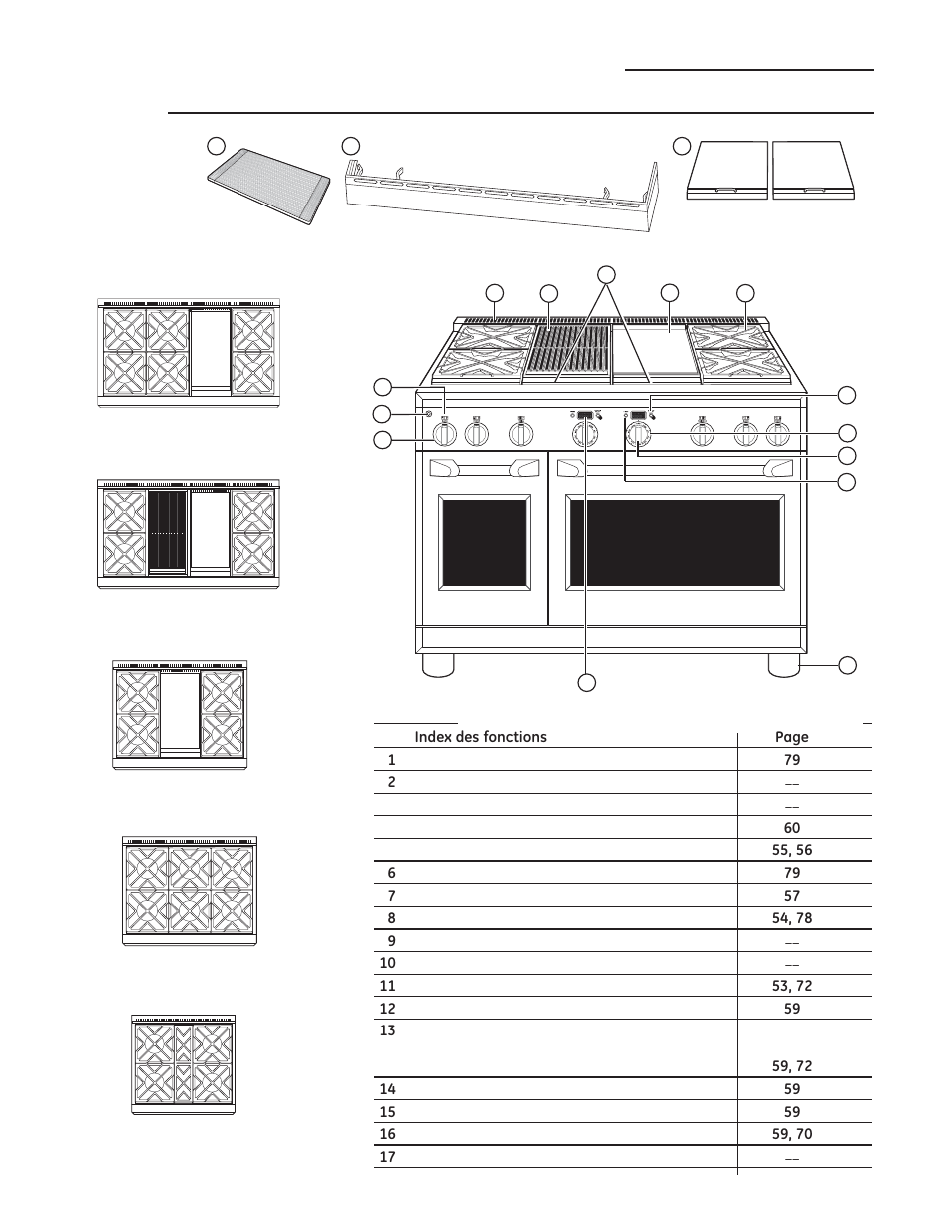 Caractéristiques de l’appareil, Fonctions de votre cuisinière | GE ZGP304LRSS User Manual | Page 52 / 128