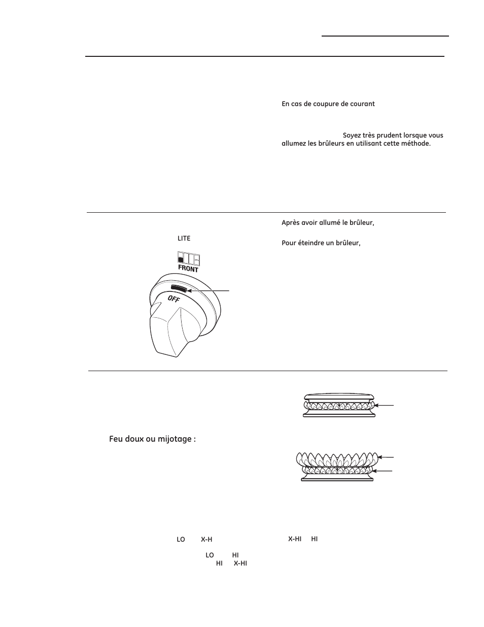 Commandes de la table de cuisson, Allumage électronique et rallumage automatique, Allumage du brûleur | Brûleurs double flamme superposés | GE ZGP304LRSS User Manual | Page 53 / 128