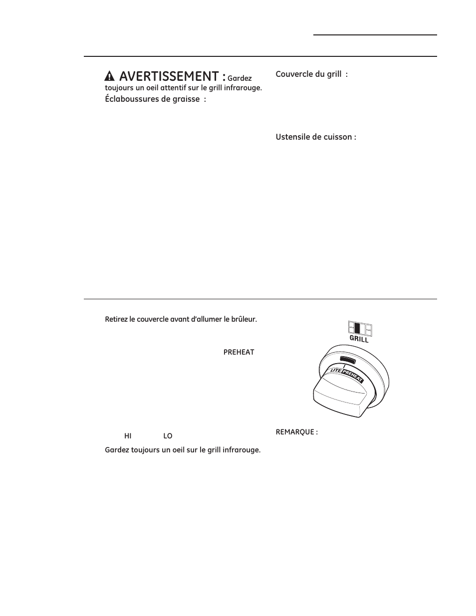 Consignes de sécurité pour le grill, Utiliser le grill infrarouge, Cuisson en surface | GE ZGP304LRSS User Manual | Page 55 / 128