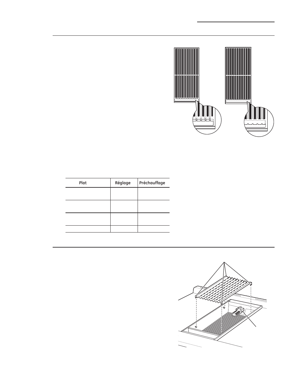 Cuisson en surface, Déflecteur du grill, Grilles du grill | GE ZGP304LRSS User Manual | Page 56 / 128