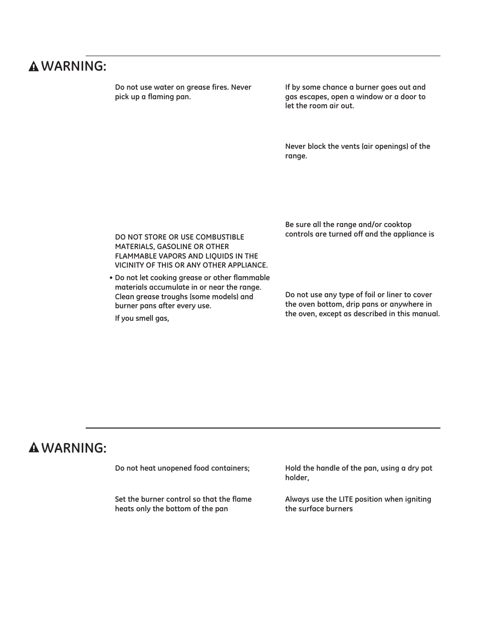 Important safety instructions, 51,1* safety precautions, 51,1* surface cooking safety precautions | GE ZGP304LRSS User Manual | Page 6 / 128