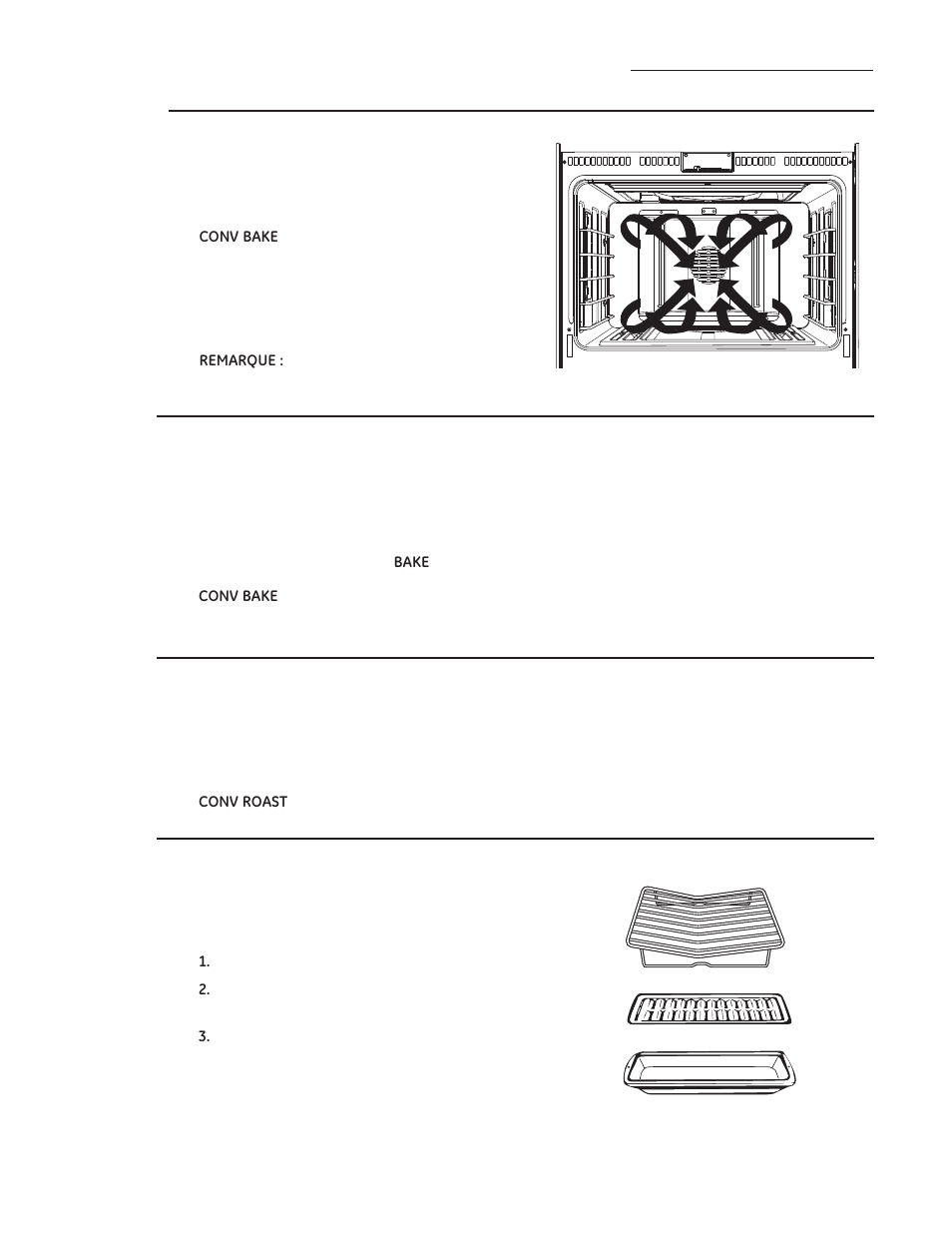 Cuisson ou rôtissage par convection, Introduction à la cuisson par convection, Ustensiles pour cuisson par convection | Adapter les recettes, Conseils pour rôtissage par convection | GE ZGP304LRSS User Manual | Page 65 / 128
