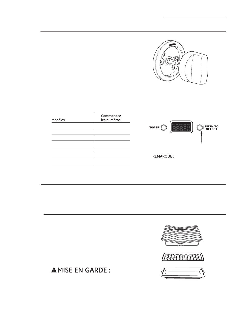 Panneau de commande et boutons, Brûleurs du four, Moule à cuisson, grille et grille de rôtissage | Entretien et nettoyage | GE ZGP304LRSS User Manual | Page 72 / 128
