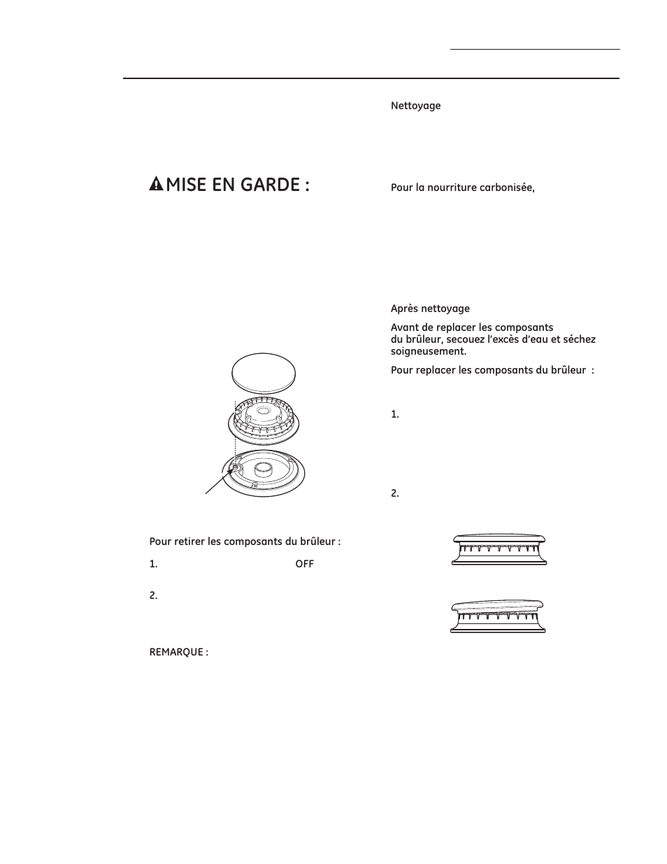 Entretien et nettoyage, Brûleurs double flamme superposés | GE ZGP304LRSS User Manual | Page 77 / 128
