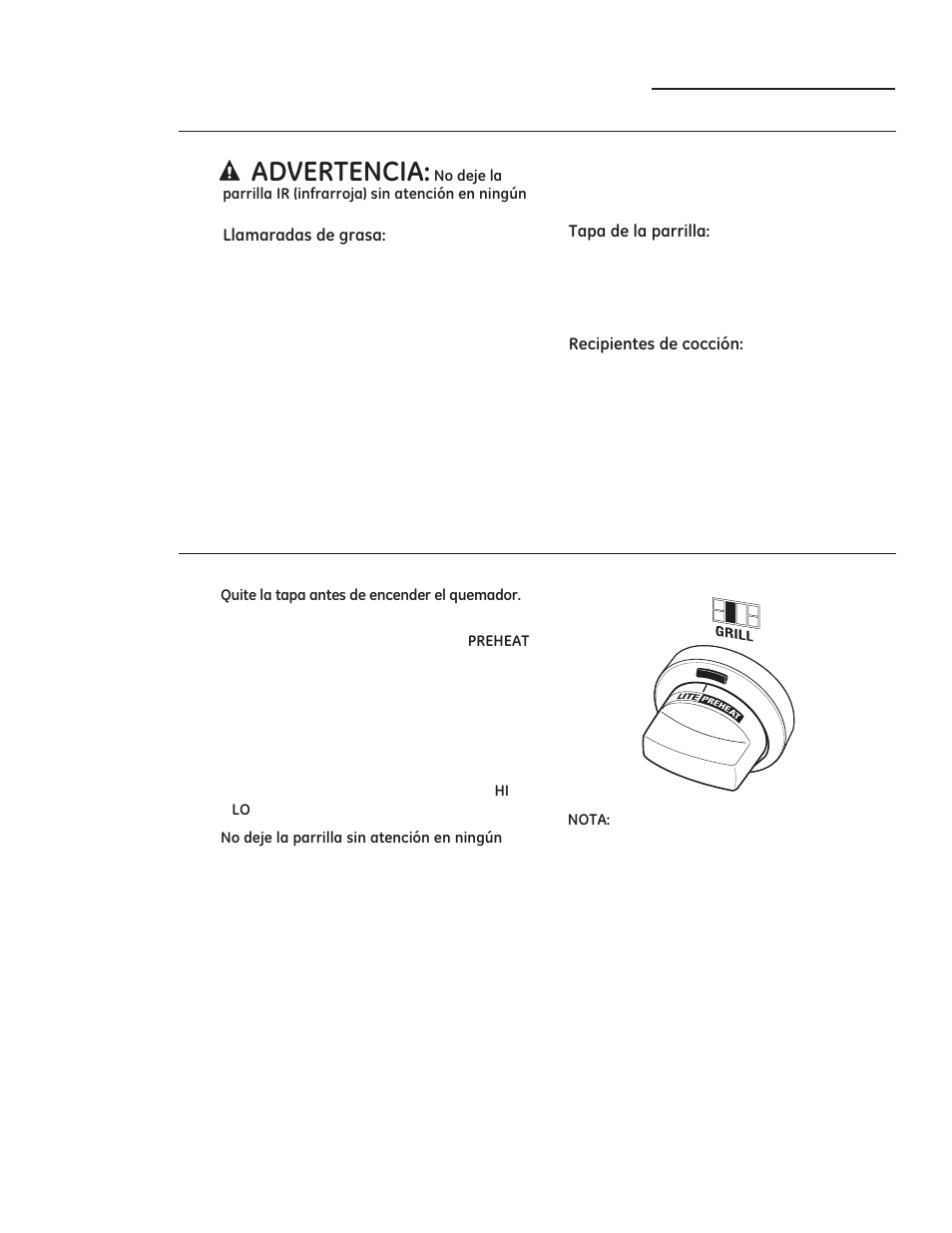 Precauciones de seguridad de la parrilla, Cómo usar la parrilla ir, Cocción sobre superficie | GE ZGP304LRSS User Manual | Page 97 / 128