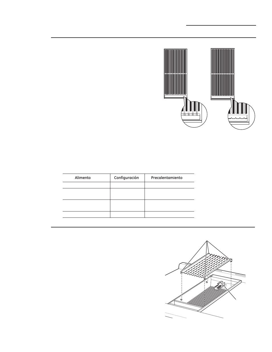 Cocción sobre superficie, Deflector radiante de la parrilla, Rejillas de la parrilla | GE ZGP304LRSS User Manual | Page 98 / 128