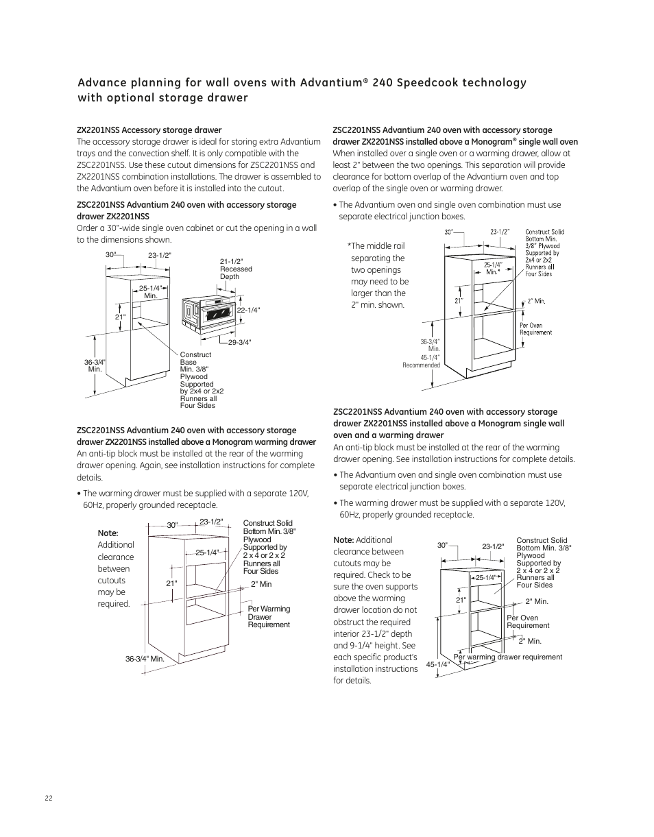 Advance planning for wall ovens with advantium | GE ZSC2201NSS User Manual | Page 3 / 3