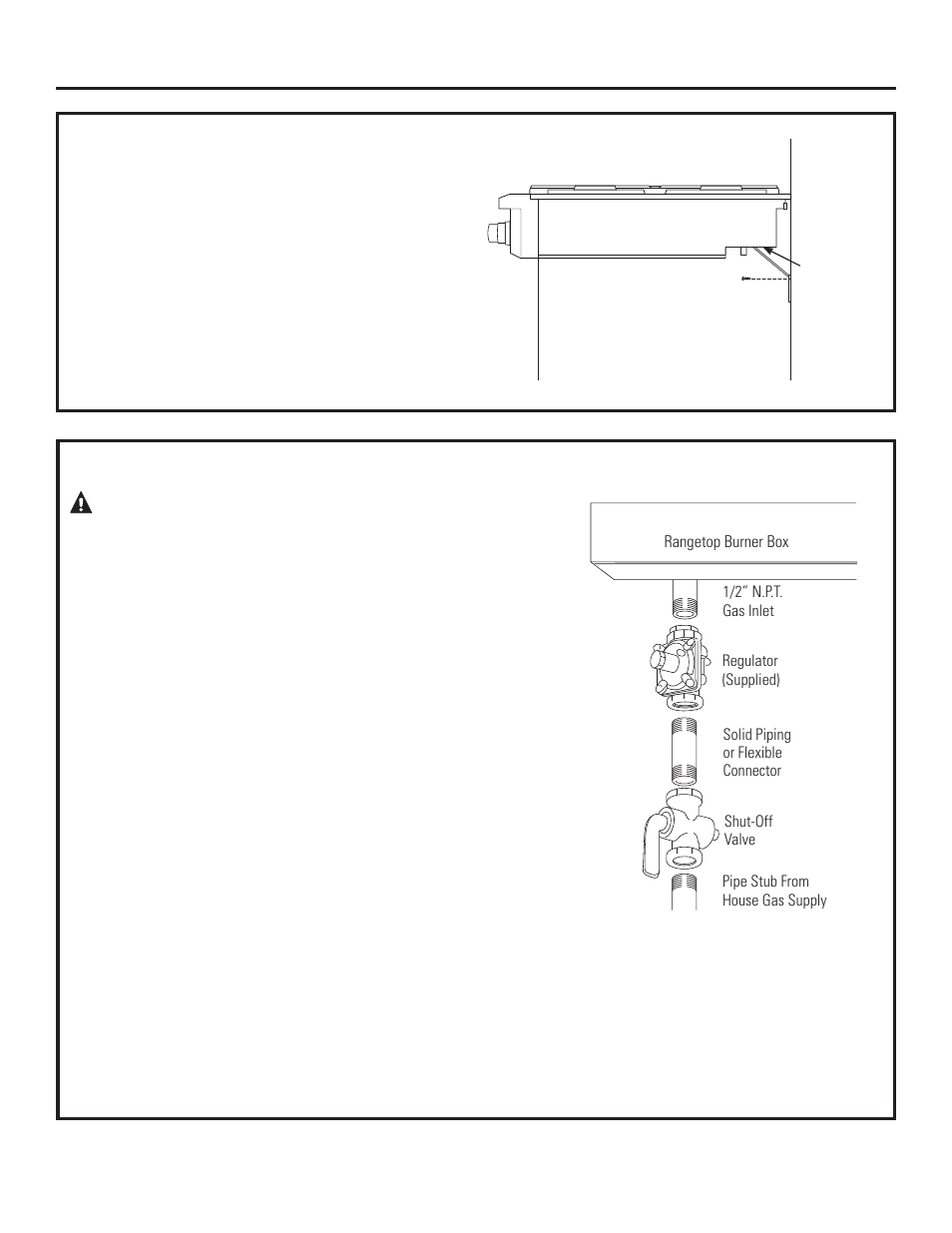 Installation, Warning, Install rangetop | Step 2 connect rangetop to gas, Step 3 | GE ZGU484NGPSS User Manual | Page 10 / 52