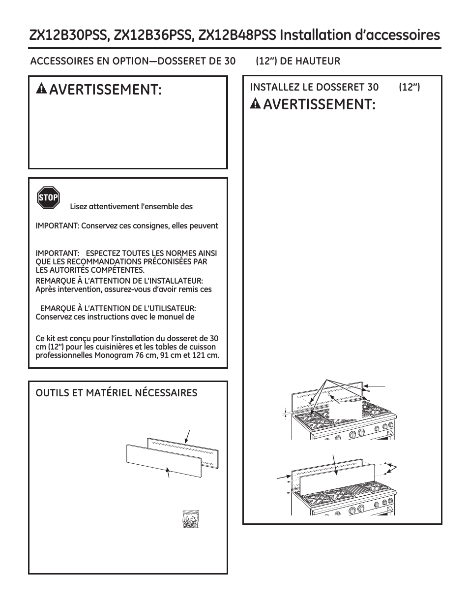 Avant de commencer | GE ZGU484NGPSS User Manual | Page 28 / 52