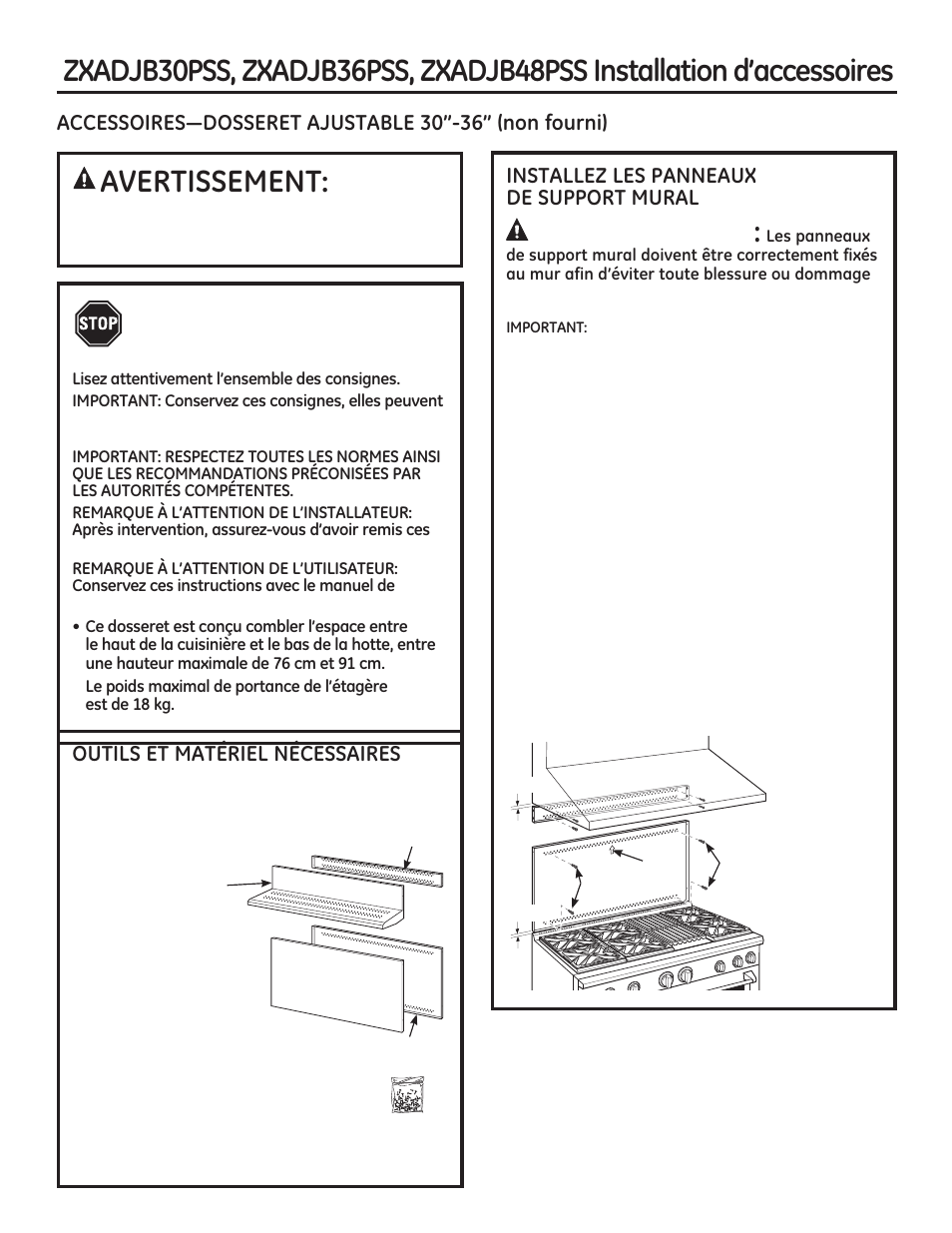 Avertissement, Avant de commencer | GE ZGU484NGPSS User Manual | Page 29 / 52