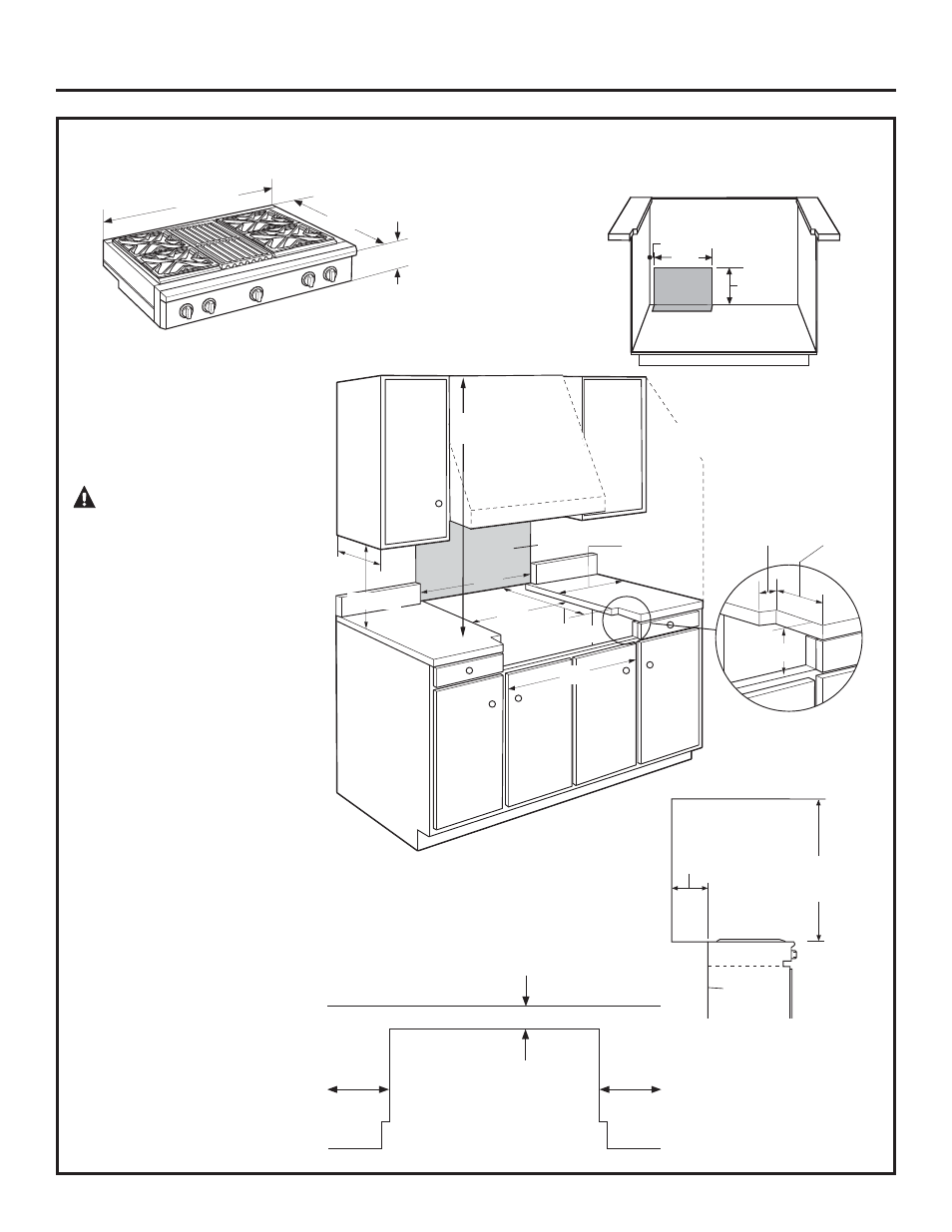 Design information, Warning, Product dimensions and clearances for 36” models | GE ZGU484NGPSS User Manual | Page 5 / 52