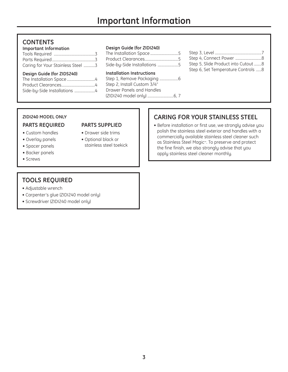 GE ZIDI240BII User Manual | Page 3 / 8