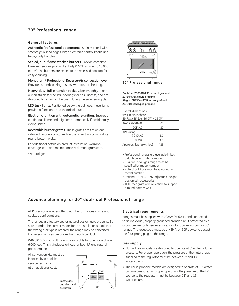 GE ZDP304NPSS User Manual | 2 pages