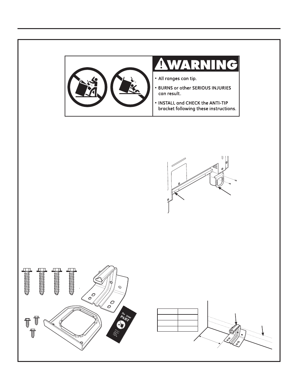 Installation, Install anti-tip device step 3 | GE ZGP304NRSS User Manual | Page 12 / 80