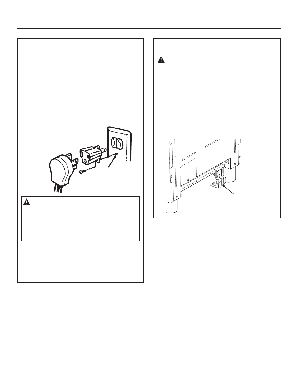 Installation, Warning, Caution | Roll range into position, Step 6, Connect electrical (cont.) step 5 | GE ZGP304NRSS User Manual | Page 14 / 80